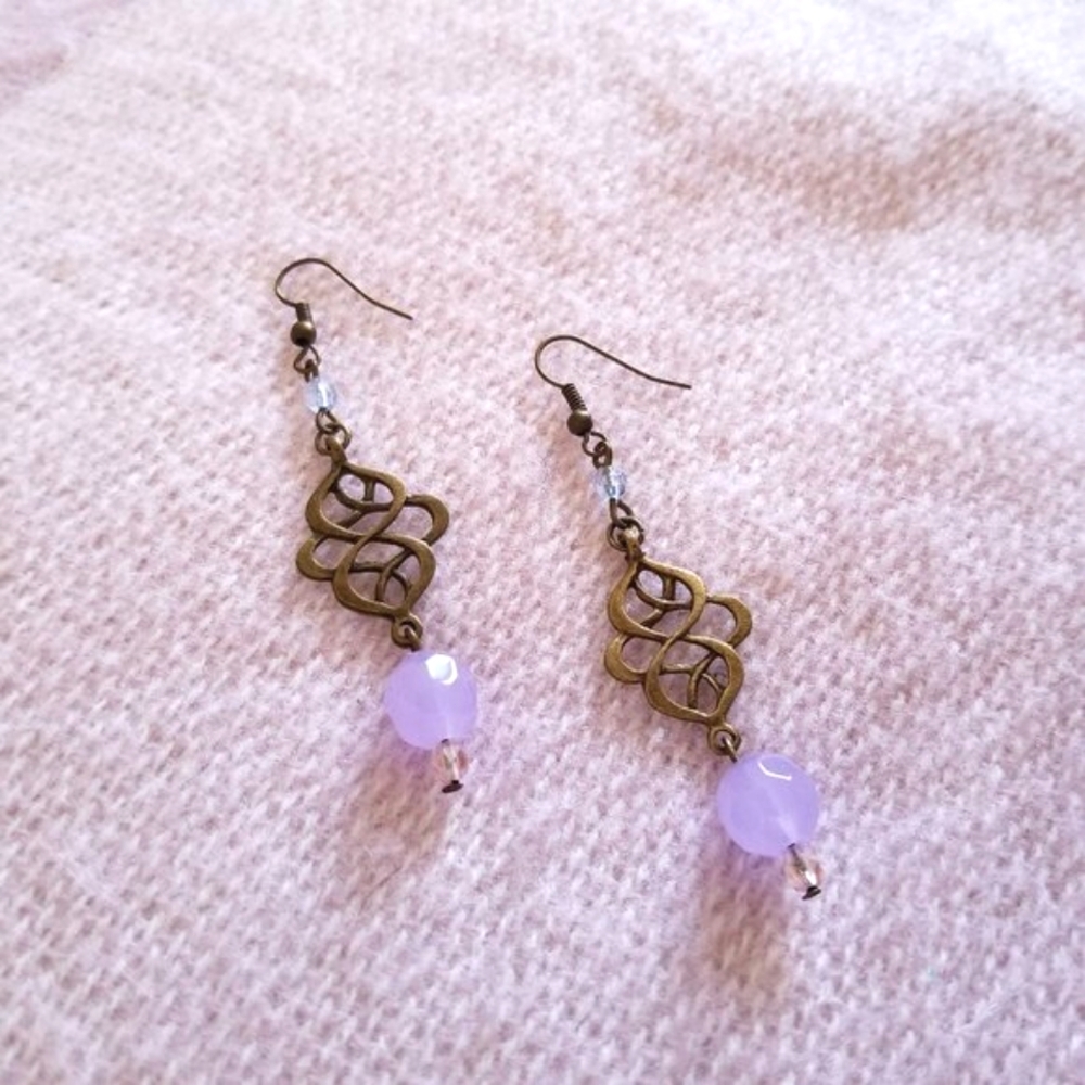 New Handmade Earrings with purple cryatals